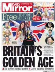 Daily Mirror () Newspaper Front Page for 22 August 2016
