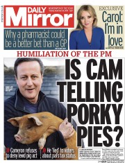 Daily Mirror () Newspaper Front Page for 22 September 2015