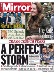 Daily Mirror () Newspaper Front Page for 22 September 2021