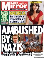 Daily Mirror () Newspaper Front Page for 23 November 2012
