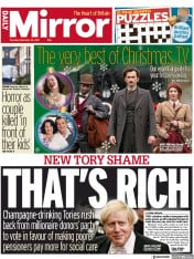 Daily Mirror () Newspaper Front Page for 23 November 2021