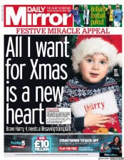 Daily Mirror () Newspaper Front Page for 23 December 2019