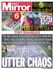 Daily Mirror () Newspaper Front Page for 23 December 2020