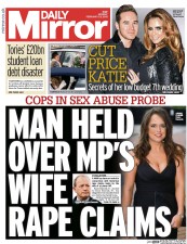 Daily Mirror () Newspaper Front Page for 23 February 2015
