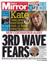 Daily Mirror () Newspaper Front Page for 23 March 2021