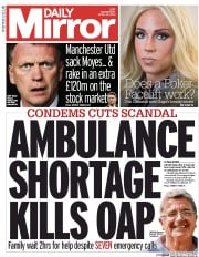 Daily Mirror () Newspaper Front Page for 23 April 2014