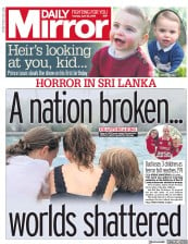 Daily Mirror () Newspaper Front Page for 23 April 2019