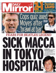 Daily Mirror () Newspaper Front Page for 23 May 2014