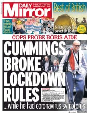 Daily Mirror () Newspaper Front Page for 23 May 2020