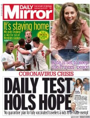 Daily Mirror () Newspaper Front Page for 23 June 2021
