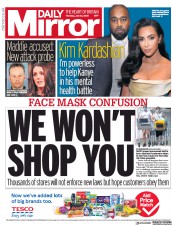 Daily Mirror () Newspaper Front Page for 23 July 2020