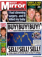 Daily Mirror () Newspaper Front Page for 23 September 2011
