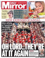 Daily Mirror () Newspaper Front Page for 24 October 2017