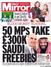 Daily Mirror () Newspaper Front Page for 24 October 2018