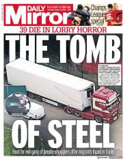 Daily Mirror () Newspaper Front Page for 24 October 2019