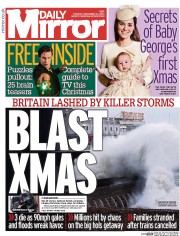 Daily Mirror () Newspaper Front Page for 24 December 2013