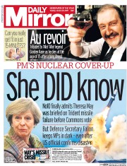 Daily Mirror () Newspaper Front Page for 24 January 2017