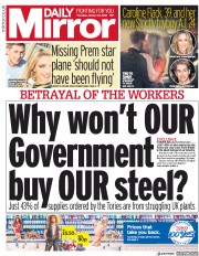 Daily Mirror () Newspaper Front Page for 24 January 2019