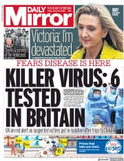 Daily Mirror () Newspaper Front Page for 24 January 2020