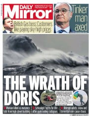 Daily Mirror () Newspaper Front Page for 24 February 2017