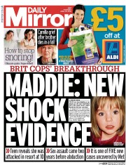 Daily Mirror () Newspaper Front Page for 24 April 2014