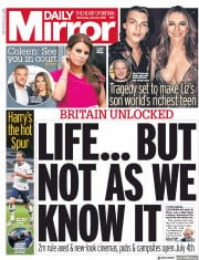 Daily Mirror () Newspaper Front Page for 24 June 2020