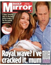 Daily Mirror () Newspaper Front Page for 24 July 2013