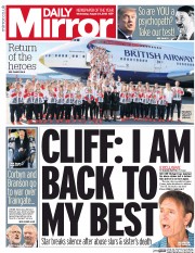Daily Mirror () Newspaper Front Page for 24 August 2016