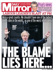 Daily Mirror () Newspaper Front Page for 24 September 2020