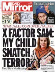 Daily Mirror () Newspaper Front Page for 25 October 2014