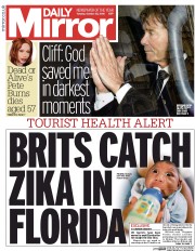 Daily Mirror () Newspaper Front Page for 25 October 2016