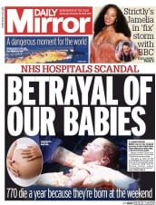 Daily Mirror () Newspaper Front Page for 25 November 2015