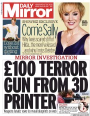 Daily Mirror () Newspaper Front Page for 25 January 2016