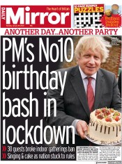 Daily Mirror () Newspaper Front Page for 25 January 2022