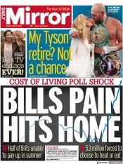 Daily Mirror () Newspaper Front Page for 25 April 2022