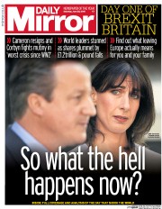 Daily Mirror () Newspaper Front Page for 25 June 2016