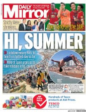 Daily Mirror () Newspaper Front Page for 25 June 2020