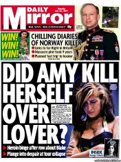 Daily Mirror () Newspaper Front Page for 25 July 2011