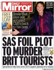 Daily Mirror () Newspaper Front Page for 25 July 2015