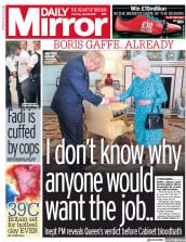 Daily Mirror () Newspaper Front Page for 25 July 2019