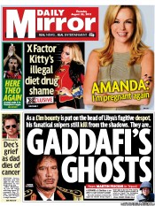 Daily Mirror () Newspaper Front Page for 25 August 2011