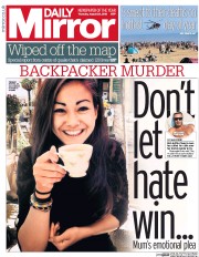 Daily Mirror () Newspaper Front Page for 25 August 2016