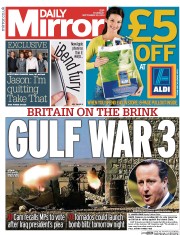Daily Mirror () Newspaper Front Page for 25 September 2014