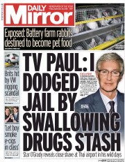 Daily Mirror () Newspaper Front Page for 25 September 2015