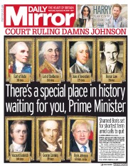 Daily Mirror () Newspaper Front Page for 25 September 2019