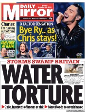 Daily Mirror () Newspaper Front Page for 26 November 2012
