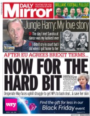 Daily Mirror () Newspaper Front Page for 26 November 2018