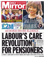 Daily Mirror () Newspaper Front Page for 26 November 2019
