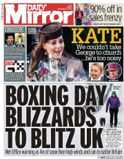 Daily Mirror () Newspaper Front Page for 26 December 2014
