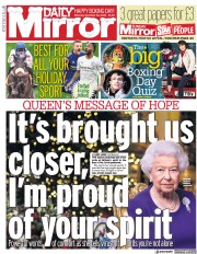 Daily Mirror () Newspaper Front Page for 26 December 2020